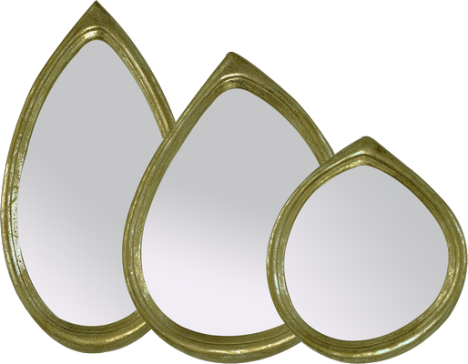 Miroir déco DORE Lot 3 miroirs goutte doré 40X22