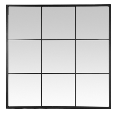 Miroir déco INDUSTRIEL Miroir fenêtre 9 vues industriel noir  120X120