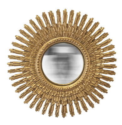 Miroir déco ROND Miroir soleil convexe or nina 30X30