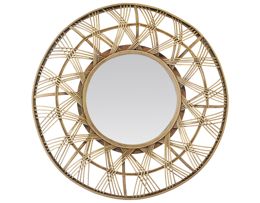 Miroir déco ROND Miroir ethnique bambou naturel 80X80