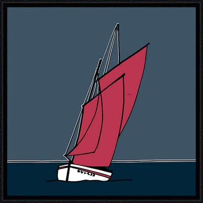 Image encadrée Marine THAËRON BATEAU Voile rouge 40X40