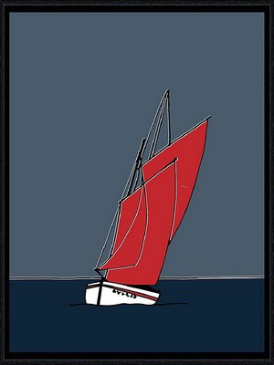 Image encadrée Marine THAËRON BATEAU Voile rouge 30X40
