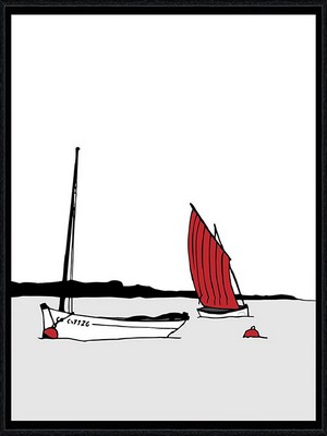 Image encadrée Marine THAËRON BATEAU Duo de bateaux gris 30X40