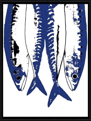 Image encadrée Marine THAËRON ANIMAUX Maquereaux bleu 30X40