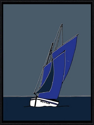 Image encadrée Marine THAËRON BATEAU Voile bleu 60X80