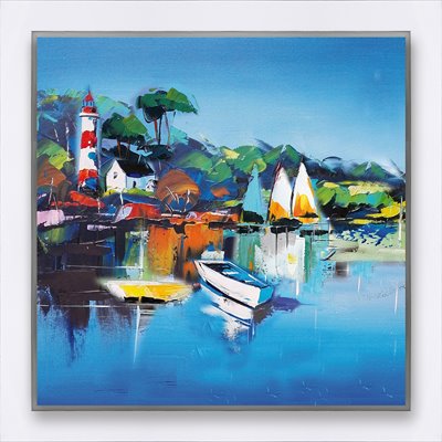 Huile sur toile encadrée MER T456-niag70-30 72X72