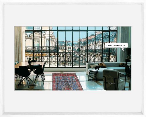 Reproduction encadrée URBAIN TRANQUILLE 40X50