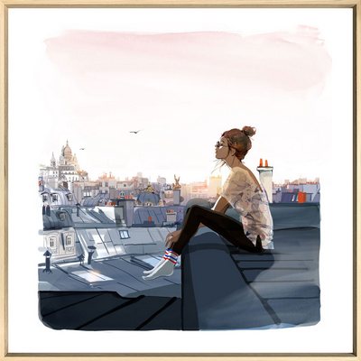 Digigraphie encadrée FIGURATIF VUE SUR LE SACRE COEUR 90X90