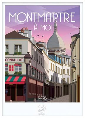  REGIONAL Image Montmartre La Loutre encadrée avec cadre lica blanc 42X59.4 42X59.4