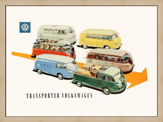 Laminage encadré AUTOMOBILE Transporteur Volkswagen (Combi) 24X30