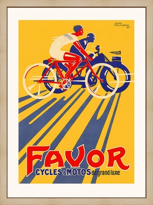 Laminage encadré VINTAGE Favor cycles et motocycles 18X24
