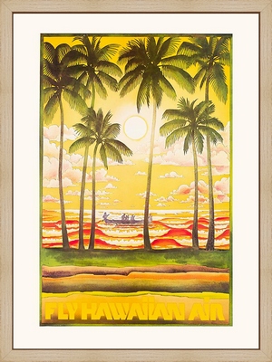 Laminage encadré PAYSAGE Fly Hawaiian air (jaune) 24X30