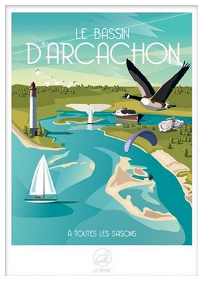  REGIONAL Image Bassin Arcachon La Loutre encadrée avec cadre lica blanc 42X59.4 42X59.4