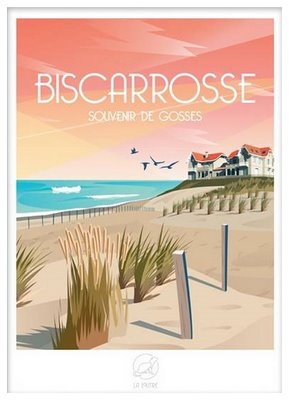  REGIONAL Image Biscarrosse La Loutre encadrée avec cadre lica blanc 42X59.4 42X59.4