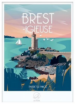 REGIONAL Image Brest-igieuse La Loutre encadrée avec cadre lica blanc 42X59.4 42X59.4