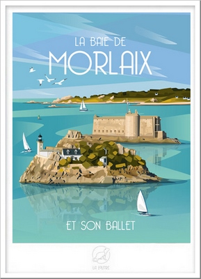  REGIONAL Image baie de Morlaix La Loutre encadrée avec cadre lica blanc 42X59.5 42X59.4