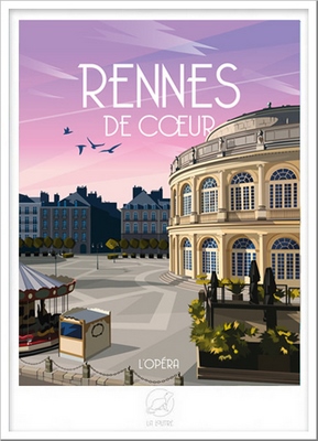  REGIONAL Image Rennes de coeur La Loutre encadrée avec cadre lica blanc 42X59.4 42X59.4