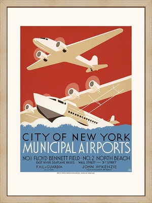 Laminage encadré AVION City of New-York Municipal Airport 24X30