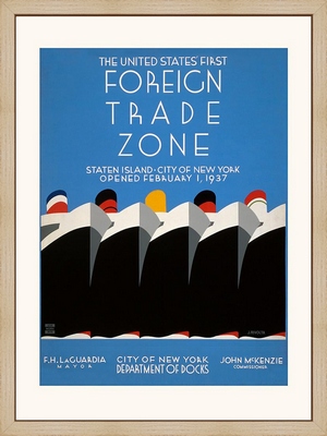 Laminage encadré VINTAGE Foreign trade zone 24X30