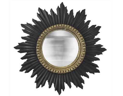 Miroir déco ROND Miroir soleil convexe noir dore 33cm 33X33