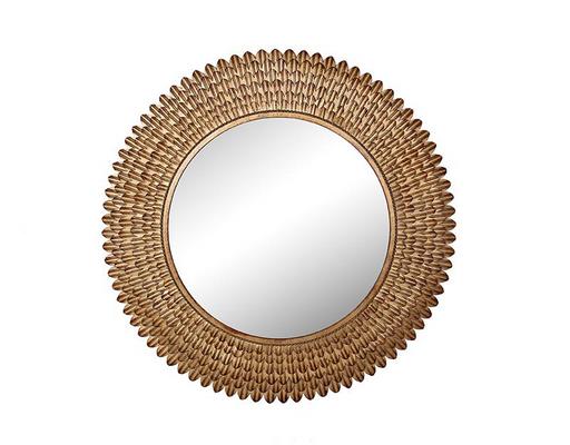 Miroir déco DORE Miroir plumes metal dore patine 76X76