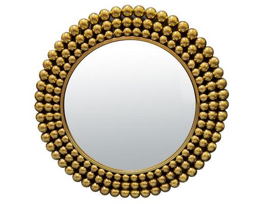 Miroir déco DORE Miroir rond métal doré boules 70cm 70X70