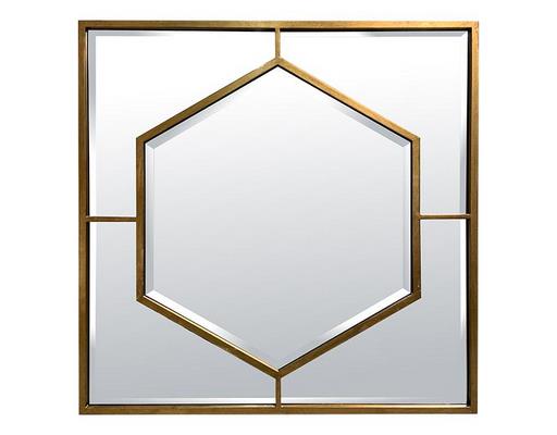 Miroir déco DORE Miroir hexagone métal doré 80x80cm 80X80