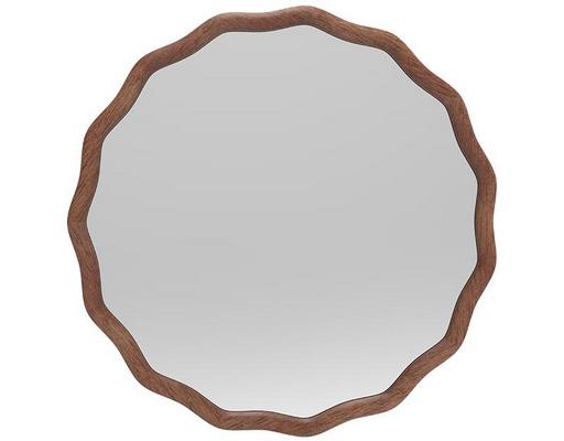 Miroir déco ROND Miroir bois brun ondulé 60cm 60X60