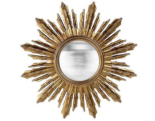 Miroir déco ROND Miroir soleil convexe doré 31.3cm 31X31