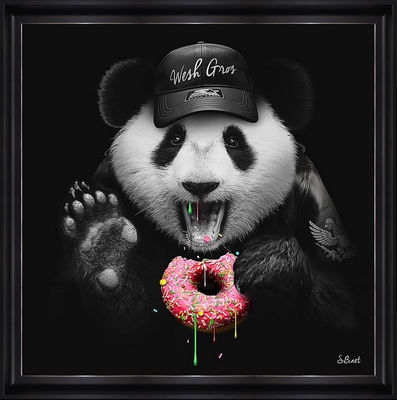Tableau alu encadré ANIMAUX Panda donut 60X60