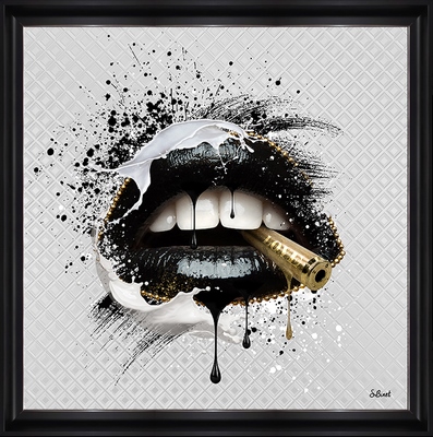 Tableau alu encadré BOUCHE Bouche Noir 60X60