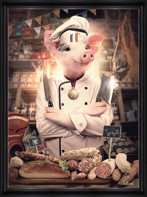 Tableau alu encadré ANIMAUX Cochon 50X70