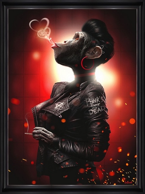 Tableau alu encadré ANIMAUX Punk Love 50X70