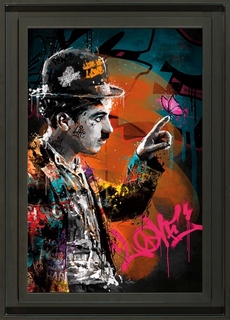 Tableau Romaric Charlie-Chaplin-et-le-papillon