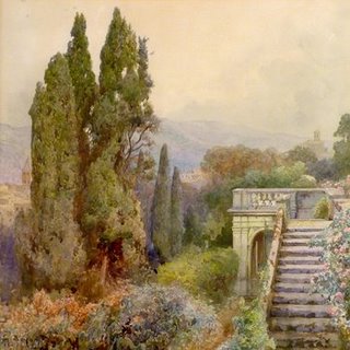 Image 1AA2186 Terrace of Villa d Este Tivoli 1845 ART CLASSIQUE PAYSAGE Ettore Roesler-Franz