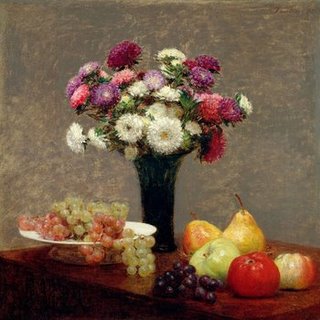 Image 1FL2221 Asters and Fruit on a Table  ART CLASSIQUE FLEURS Henri Fantin-Latour