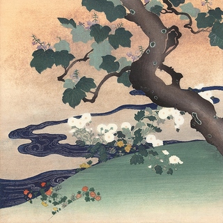 1JP5876-Tsukioka-Kogyo-Tree,-Stream-and-Flowers