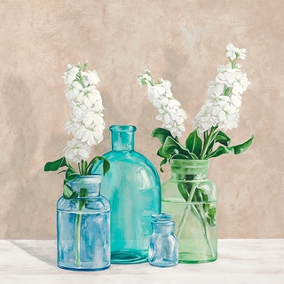 Image 1JT5320 Jenny Thomlinson Floral setting with glass vases II