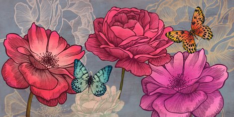 2CG4148-Roses-and-Butterflies-(Ash)-FLEURS--Grant-Eve-C.