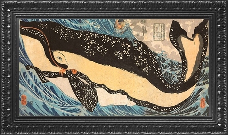 Tableau Kuniyoshi-Utagawa-Miyamoto-No-Musashi-Attacking-the-Giant-Whale