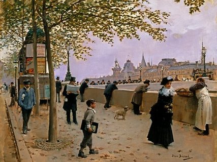 Image 3AA1057 On the Banks of the River Seine  PAYSAGE FIGURATIF Jean Beraud