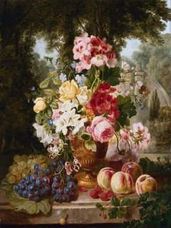 3AA1094-A-Vase-of-Summer-Flowers-and-Fruit--FLEURS-ART-CLASSIQUE-William-John-Wainwright