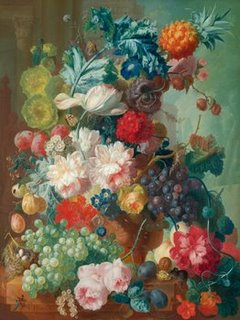 3AA2728-Fruit-and-Flowers-in-a-terracotta-Vase-ART-CLASSIQUE-FLEURS-Jan-Van-Os