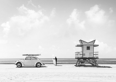 Image 3AP5624 Gasoline Images Waiting for the Waves, Miami Beach (BW)