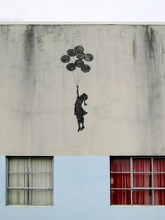 Image 3BY2572 Building in Bristol 
(graffiti attributed to Banksy) URBAIN  Anonymous (attributed to Banksy) 