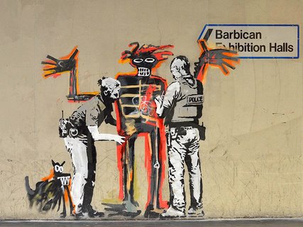 Image 3BY4169 Outside Barbican Centre London URBAIN  Anonymous (attributed to Banksy)