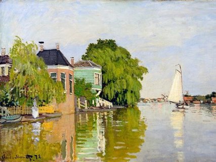 3CM1047-Houses-on-the-Achterzaan-(detail)-PEINTRE-PAYSAGE-Claude-Monet