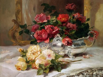 3EC103-Roses-on-a-Dressing-Table-FLEURS-ART-CLASSIQUE-Eugene-Henri-Cauchois