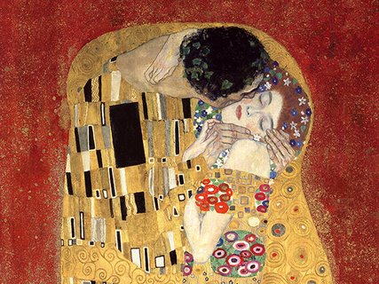 Image 3GK4480 The Kiss detail (Red variation) PEINTRE FIGURATIF Gustav Klimt
