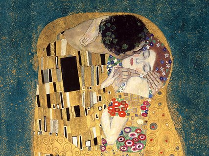 Image 3GK4481 The Kiss detail (Blue variation) PEINTRE FIGURATIF Gustav Klimt